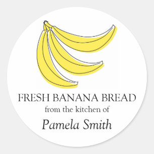 Adesivo Redondo Banana Bread Labels, Da Cozinha De...