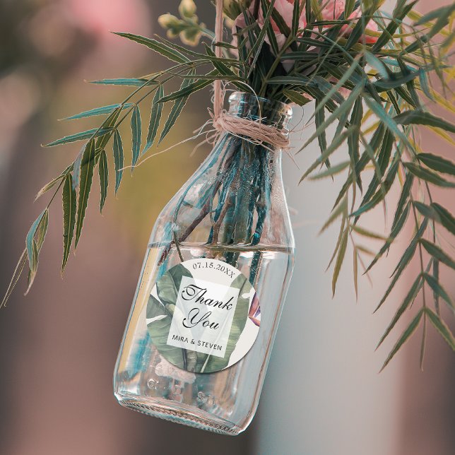 Adesivo Redondo Banana deixa obrigado tropical seu casamento (Criador carregado)