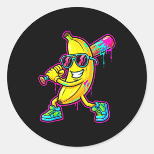 Adesivo Redondo Banana engraçado beisebol gota sorvete crianças ju