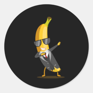 Adesivo Redondo Banana legal com Fato - Fruta Dab Funny Dancing