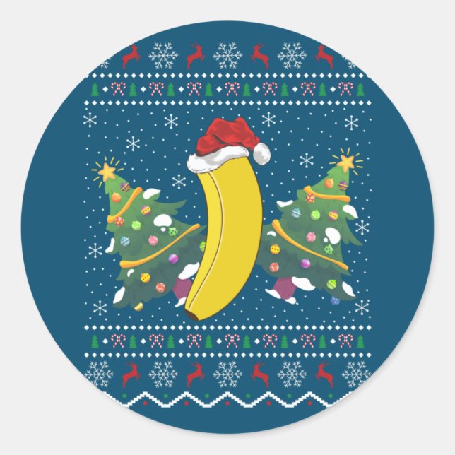 Adesivo Redondo Banana Lover Xmas Gift Ugly Banana Natal (Frente)