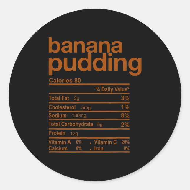 Adesivo Redondo Banana Pudding Nutrition Facts Funny Thanksgiving  (Frente)
