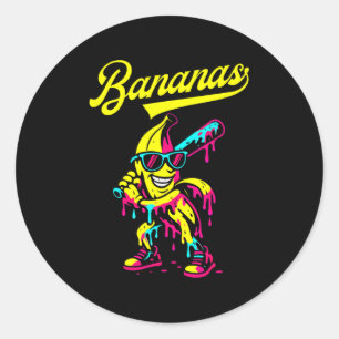 Adesivo Redondo Banana Retro Thback Popular Bana de Basebol Fruta
