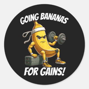 Adesivo Redondo banana se exercitando