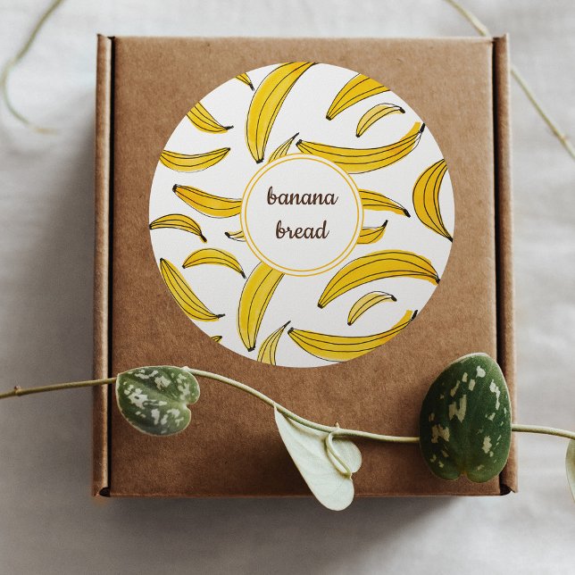 Adesivo Redondo Bananas aquarelas - amarelas (Criador carregado)