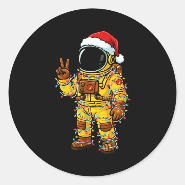 Adesivo Redondo Bananaut Space Explorer - Christmas Astronaut Ligh (Frente)