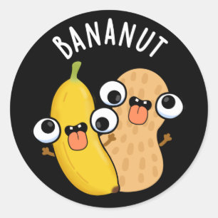 Adesivo Redondo Bananut Funny Fruta Banana Pun Dark BG