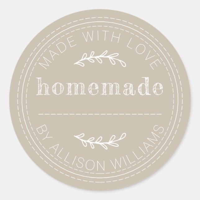 Adesivo Redondo Banda assada russa enfiada em casa pode Cinza (Frente)