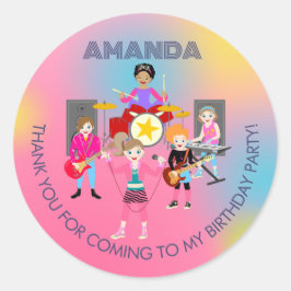 Adesivo Redondo Banda das garotas de música