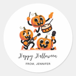 Adesivo Redondo Banda de Abóbora Fofa de Halloween