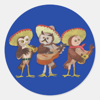 Adesivo Redondo Banda de Mariachi Owl