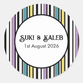 Adesivo Redondo Banda doce de licorice - vinheta de casamento