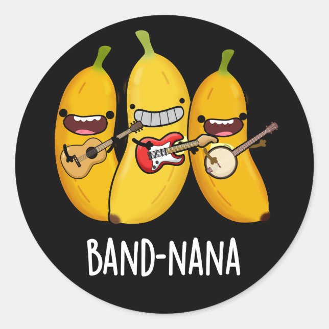 Adesivo Redondo Banda Nana Funny Fruta Banana Pun Dark BG (Frente)