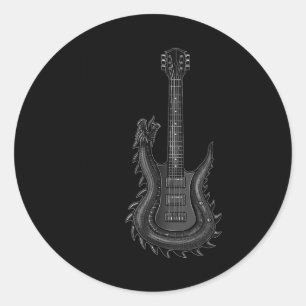 Adesivo Redondo Banda Rock and Roll Guitar s for Men Banda Tee 6