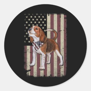Adesivo Redondo Bandana da Bandeira Americana Beagle Patriótica 4
