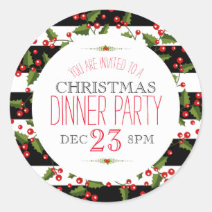 Adesivo Redondo Bandas Brancas e Negras de Berry Natal