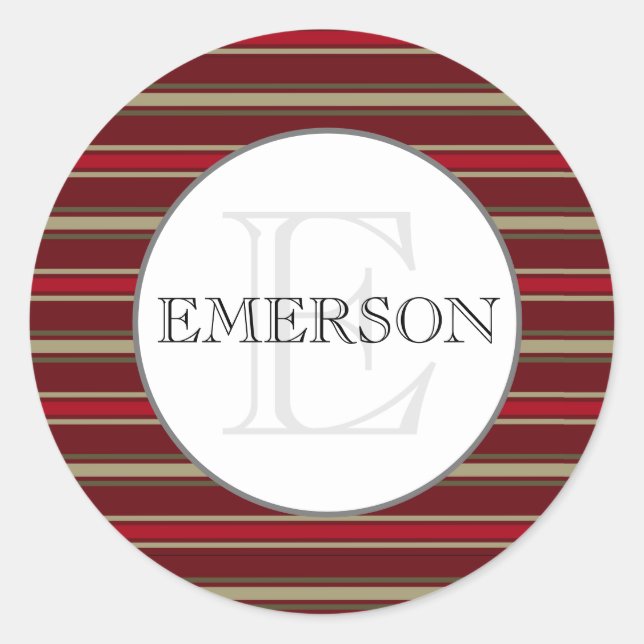 Adesivo Redondo Bandas Clássicas Vermelho Borgonha Branco Personal (Frente)