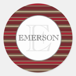 Adesivo Redondo Bandas Clássicas Vermelho Borgonha Branco Personal