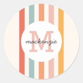 Adesivo Redondo Bandas Coloridas Retroativas Monogramas Personaliz