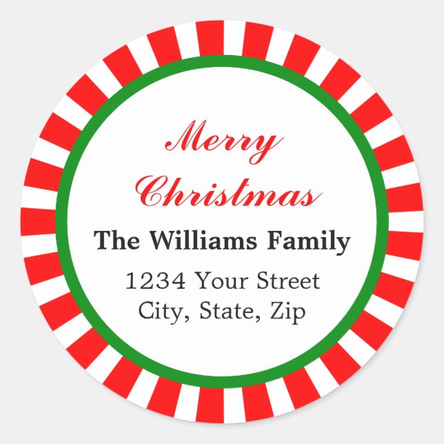 Adesivo Redondo Bandas de Pimenta Vermelha de Natal (Frente)