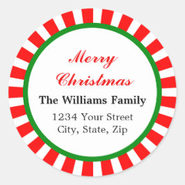 Adesivo Redondo Bandas de Pimenta Vermelha de Natal
