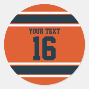 Adesivo Redondo Bandas Esportivas Laranja e Azul Escuras Personali