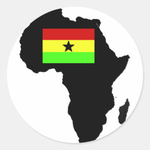 Adesivo Redondo Bandeira afligida de Ghanian e silhueta africana