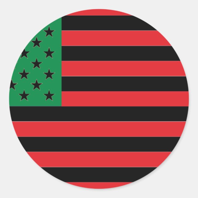 Adesivo Redondo Bandeira Afro-Americana - Preto Vermelho e Verde (Frente)