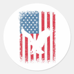 Adesivo Redondo Bandeira Águia Americana 4 De Julho Dia Da Indepen