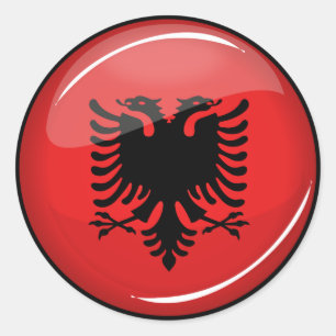 Adesivo Redondo Bandeira albanesa redonda lustrosa