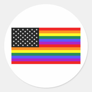 Adesivo Redondo Bandeira alegre do orgulho de América