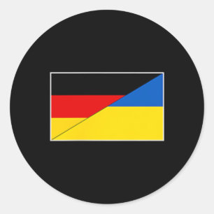 Adesivo Redondo Bandeira Alemanha Ucrânia Apoio Alemão Ucraniano C