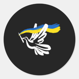 Adesivo Redondo Bandeira Amarela Azul Ucraniana Com Suporte de Pom