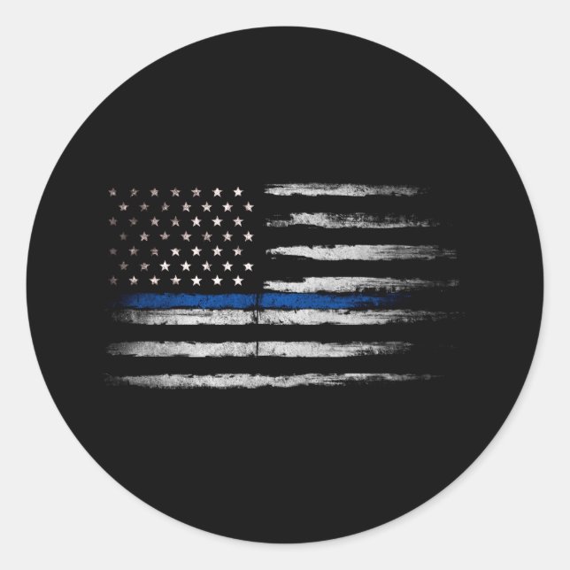Adesivo Redondo Bandeira American Thin Blue Line (Frente)