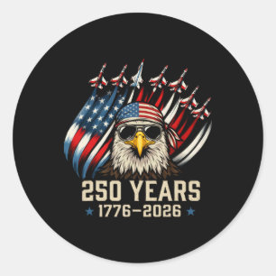 Adesivo Redondo Bandeira Americana 250 Anos 1776-2026 250º Anivers