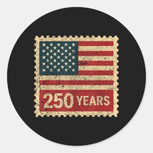 Adesivo Redondo Bandeira Americana 250 Anos Vintage Aniversário de