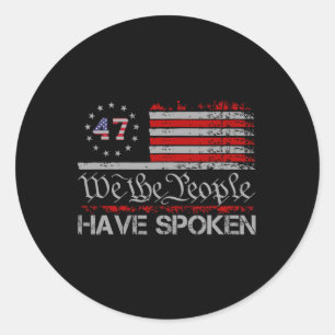 Adesivo Redondo Bandeira Americana 47 Nós, Pessoas, Falamos Trump 
