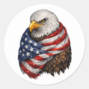 Adesivo Redondo Bandeira Americana Águia
