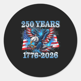 Adesivo Redondo Bandeira Americana Águia 250 Anos EUA 1776-2026 Me
