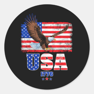 Adesivo Redondo Bandeira Americana Águia Patriótica Dia da Indepen