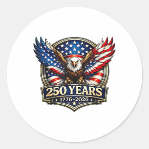 Adesivo Redondo Bandeira Americana Águia Vintage 250 Anos 177