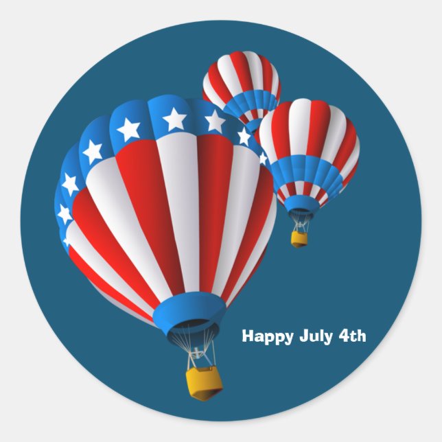 Adesivo Redondo Bandeira Americana Animada 4 de julho Balão Ar Que (Frente)