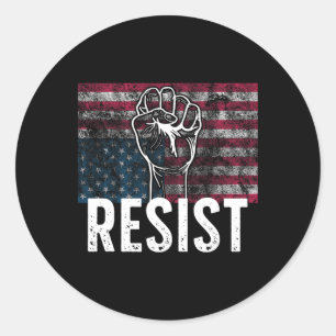Adesivo Redondo Bandeira Americana ao Contrário Deteriorada Resist