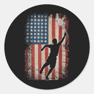 Adesivo Redondo Bandeira Americana Arte de Peteca de Badminton Esp
