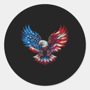 Adesivo Redondo Bandeira Americana Bald Eagle Patriótica Eagle 4º