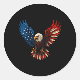 Adesivo Redondo Bandeira Americana Bald Eagle Patriótica Eagle 4º 