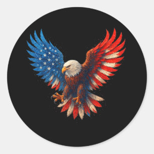 Adesivo Redondo Bandeira Americana Bald Eagle Patriótica Eagle 4º