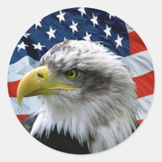 Adesivo Redondo Bandeira Americana Bald Patriótica