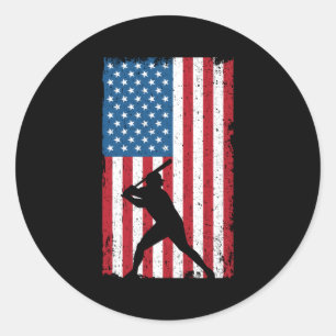 Adesivo Redondo Bandeira Americana Baseball