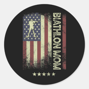 Adesivo Redondo Bandeira Americana - Biathlon Mãe 1